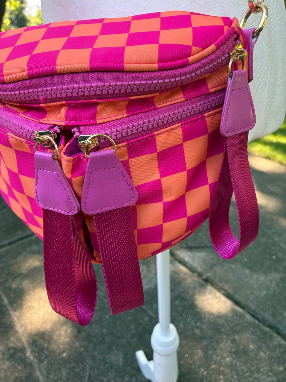 Small Vibrant Checkered Crossbody/Shoulder Bag - Picture 3 of 7